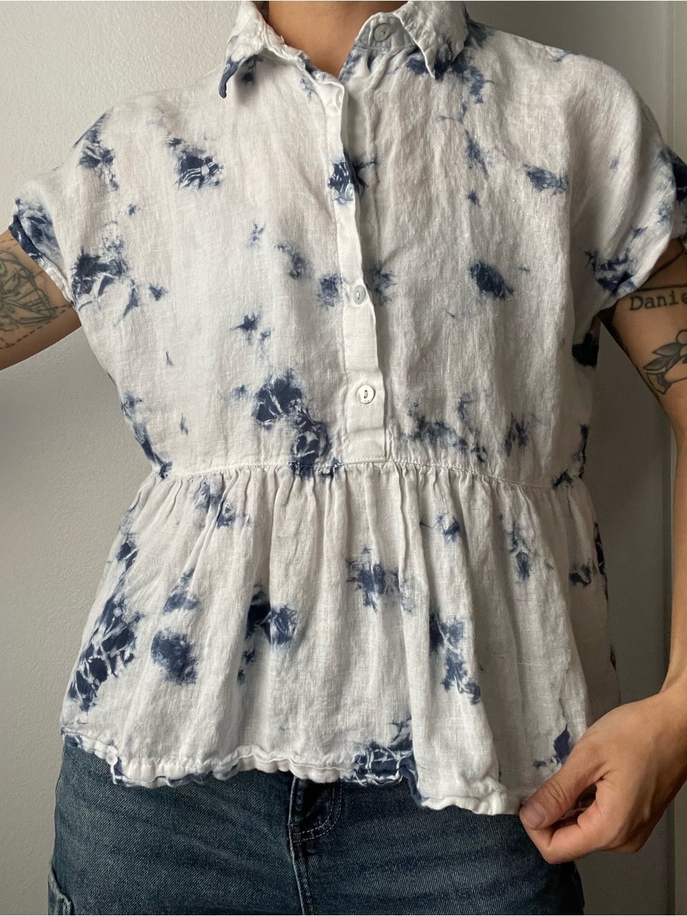 Rachel Zoe tie dye linen top
